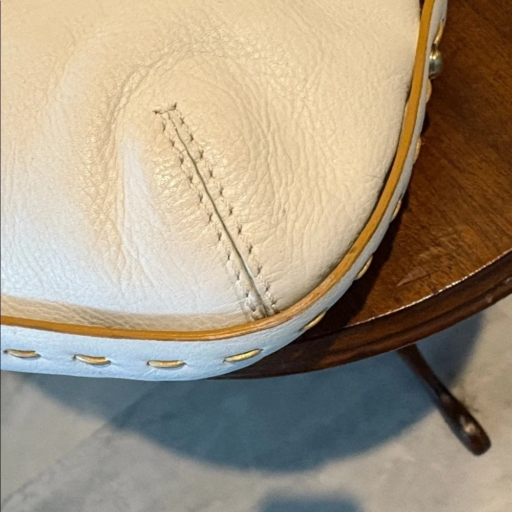 Via Spiga shoulder bag Leather smooth white/tan stitching braided handle EUC - Picture 11 of 16